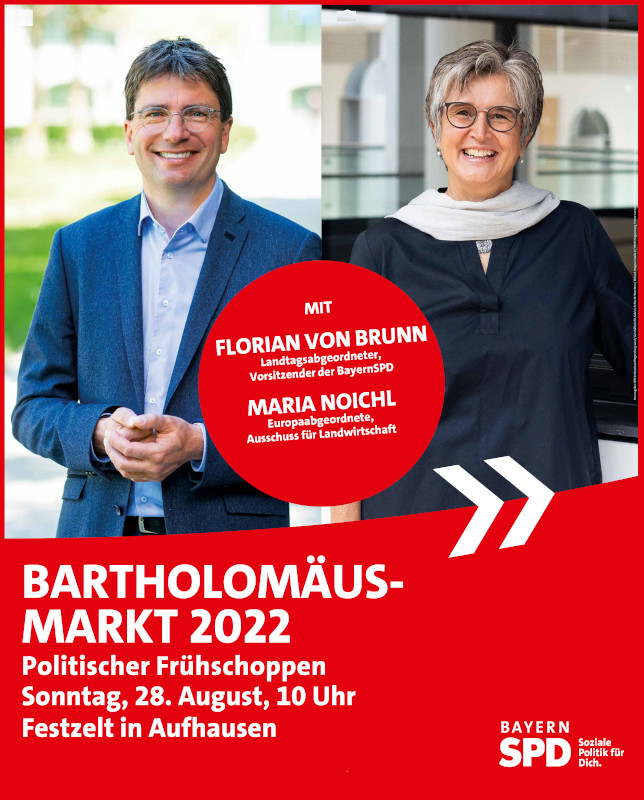 Florian von Brunn und Maria Noichl kommen zum Bartholomäusmarkt